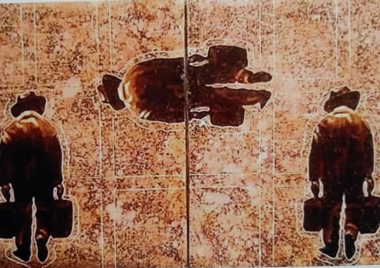 Andariego, work by Fernando M. Águila — encaustic and oil on canvas