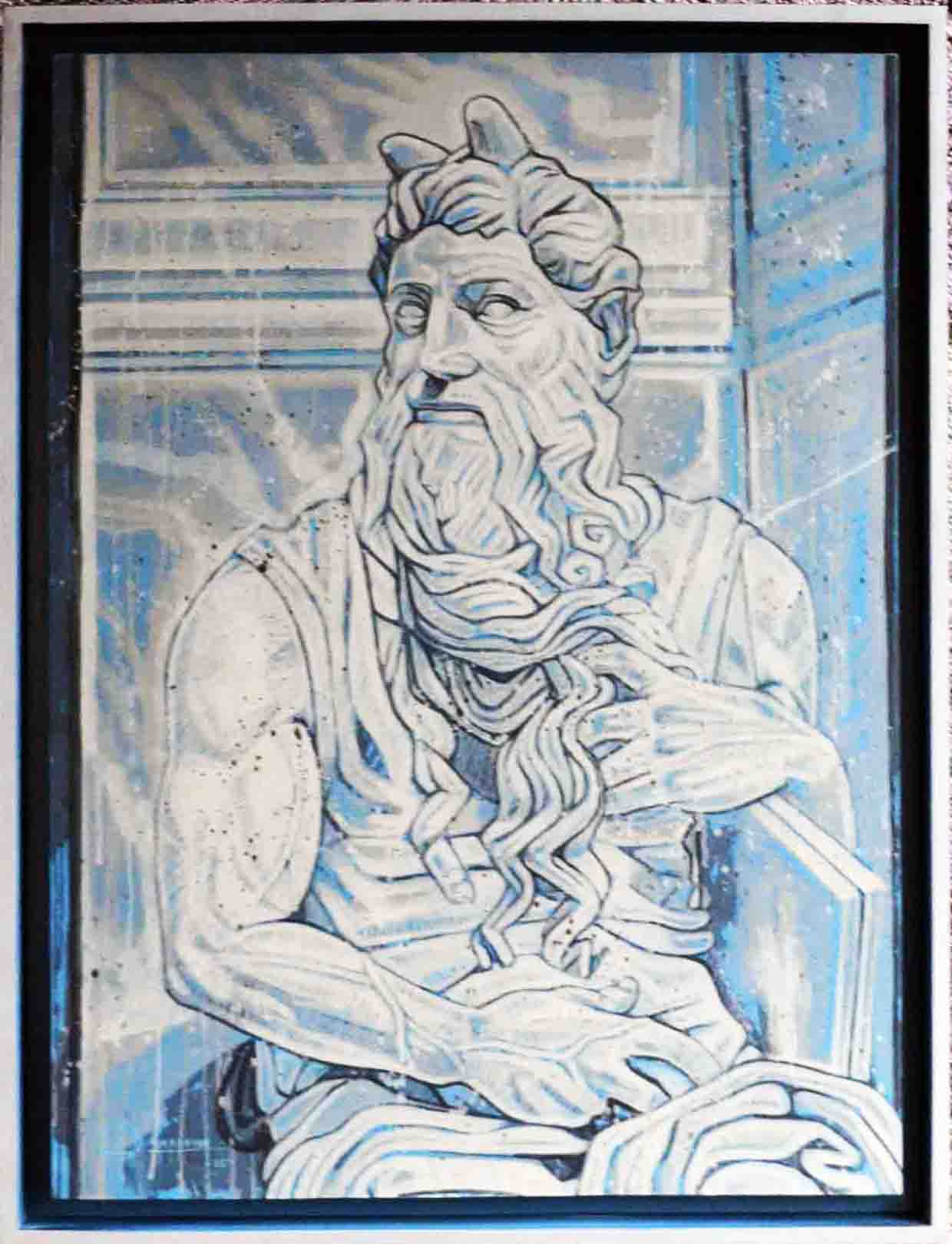 Anticlásico: Moisés de Miguel Ángel, work by Fernando M. Águila — acrylic on canvas