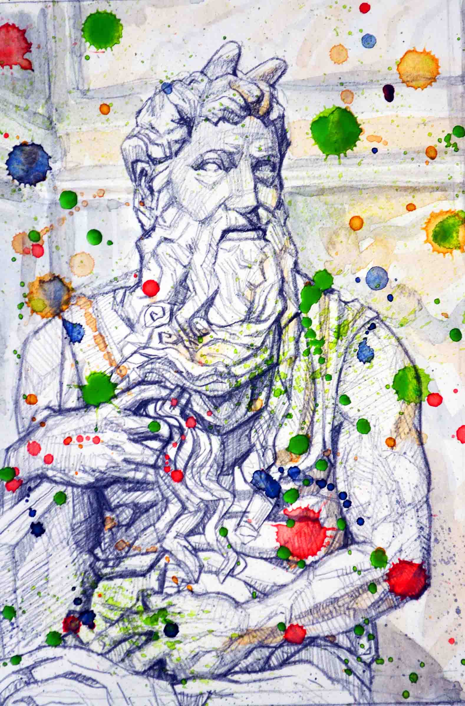 Boceto anticlásico: Moisés de Miguel Ángel, work by Fernando M. Águila — mixed media
