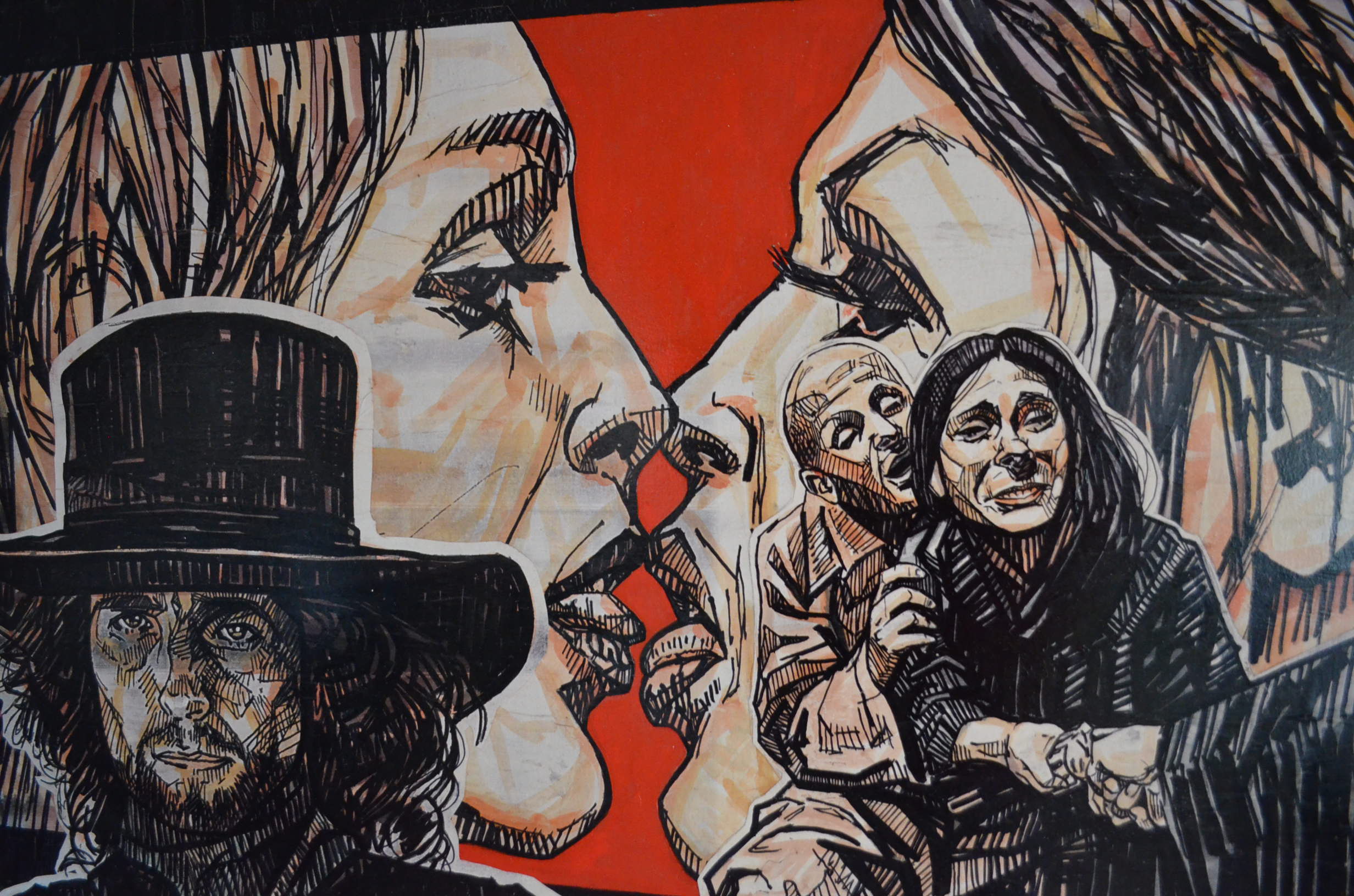 El topo, work by Fernando M. Águila — collage and inks on paper