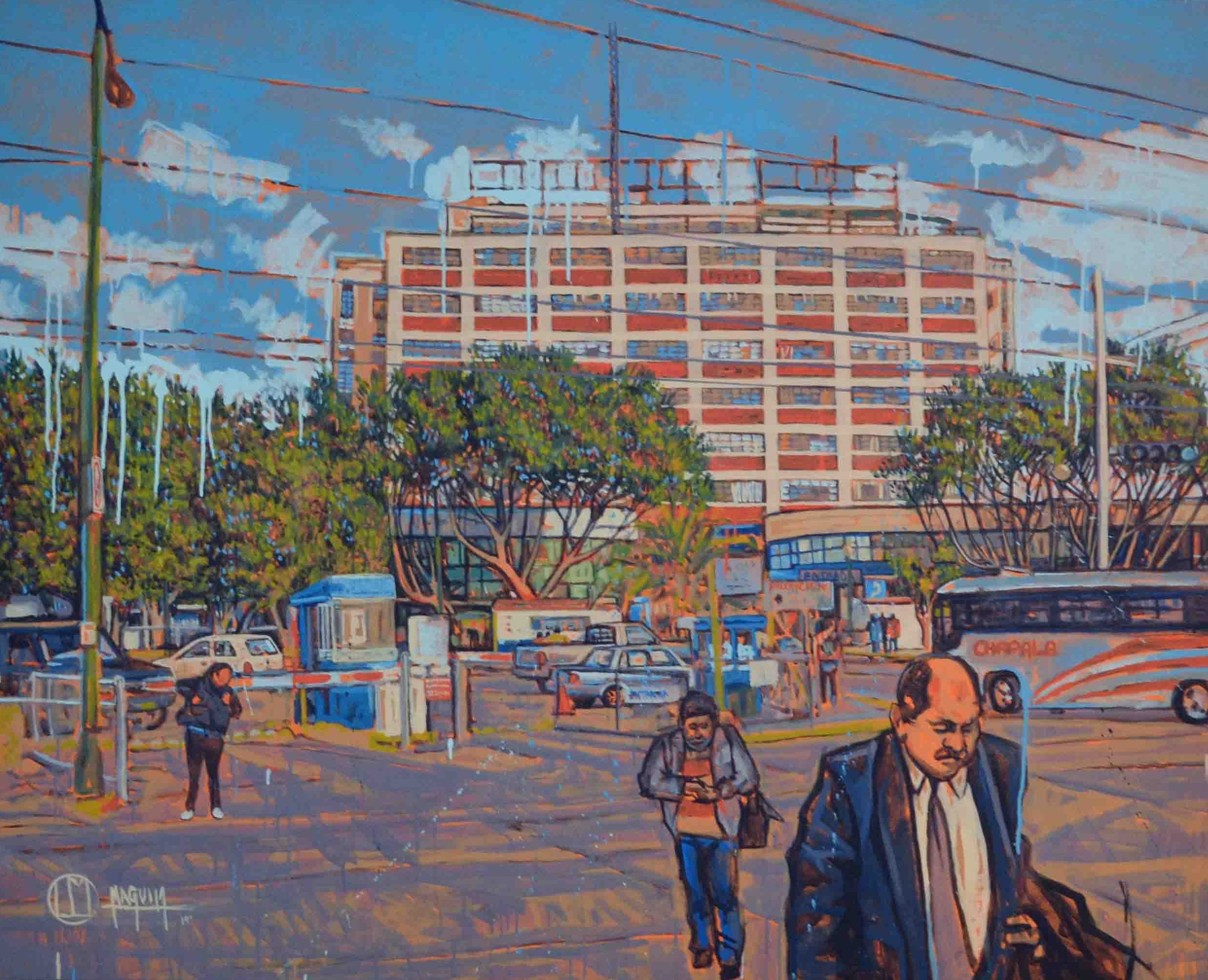 En el barrio, work by Fernando M. Águila — acrylic on canvas