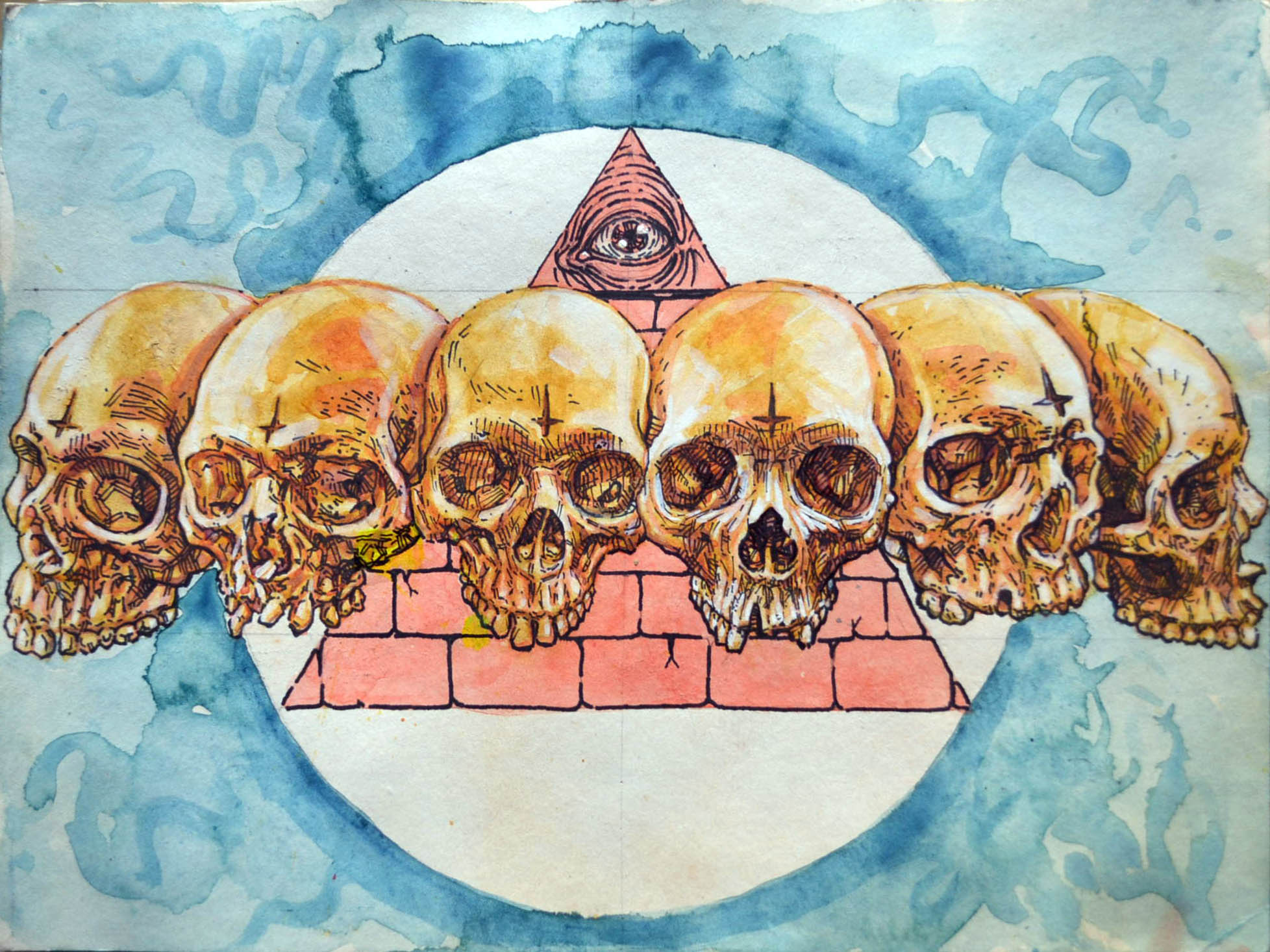 La santa inquisición, work by Fernando M. Águila — watercolor and ink on paper