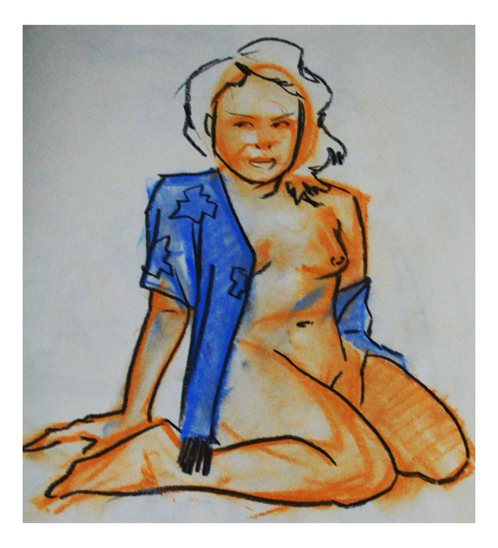 Modelo en vivo, work by Fernando M. Águila — drawing, graphite and charcoal