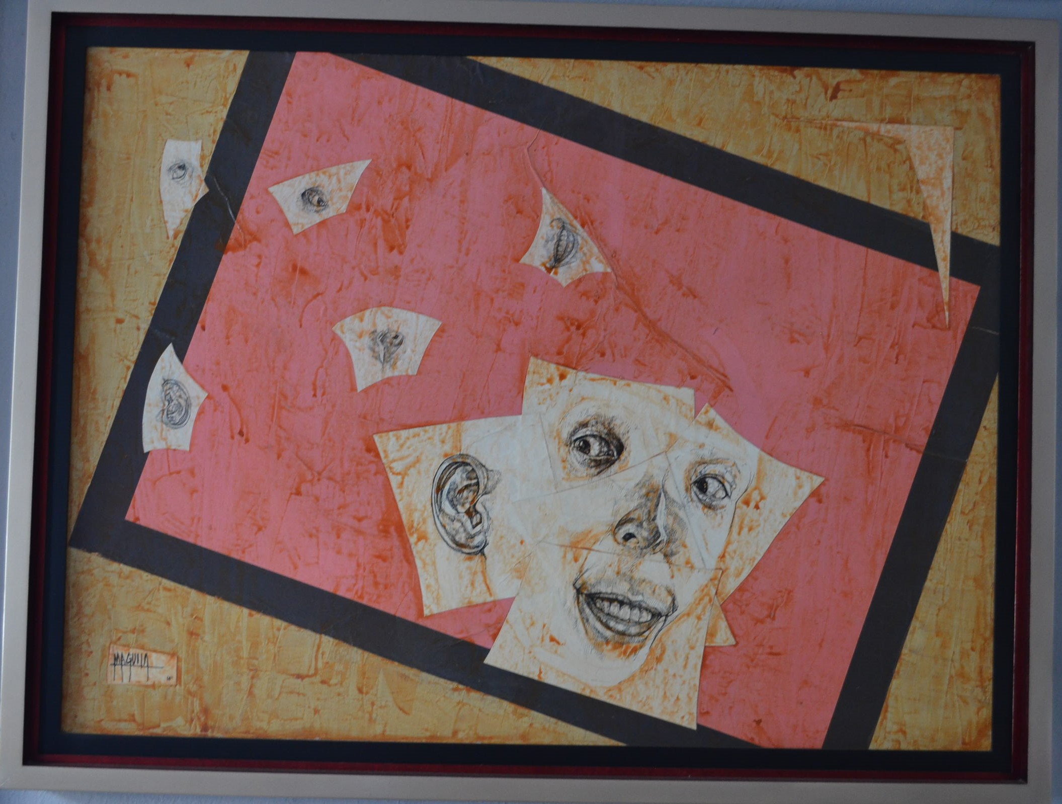 Paranoia, work by Fernando M. Águila — collage and inks on paper