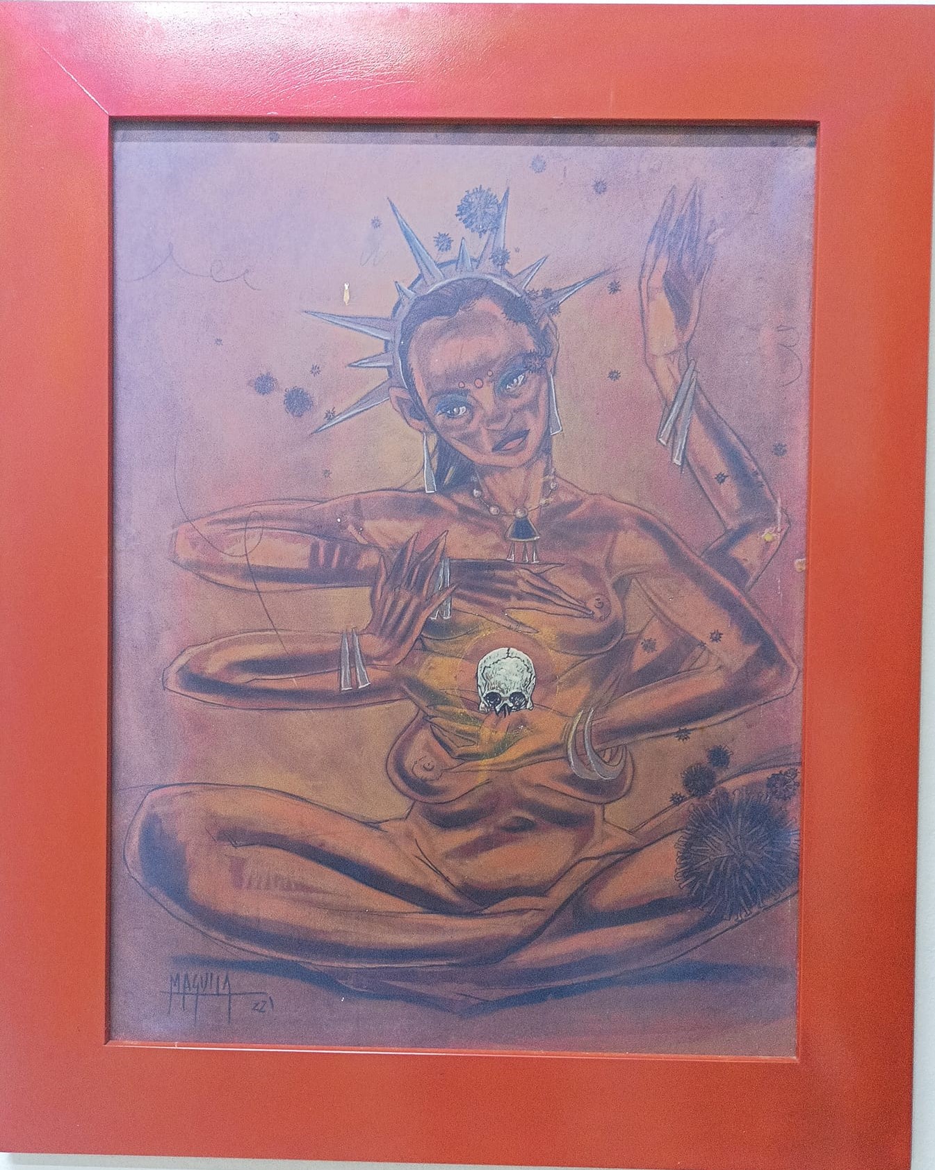 Poscovid, work by Fernando M. Águila — pyroxylin on mdf