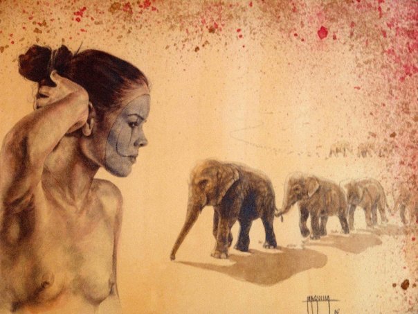 Calé — Bárbora III by Fernando M. Águila, work from the Calé series in mixed media on paper