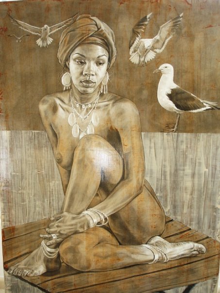 Gitana Negra by Fernando M. Águila, mixed media on canvas, 120 x 100 cm